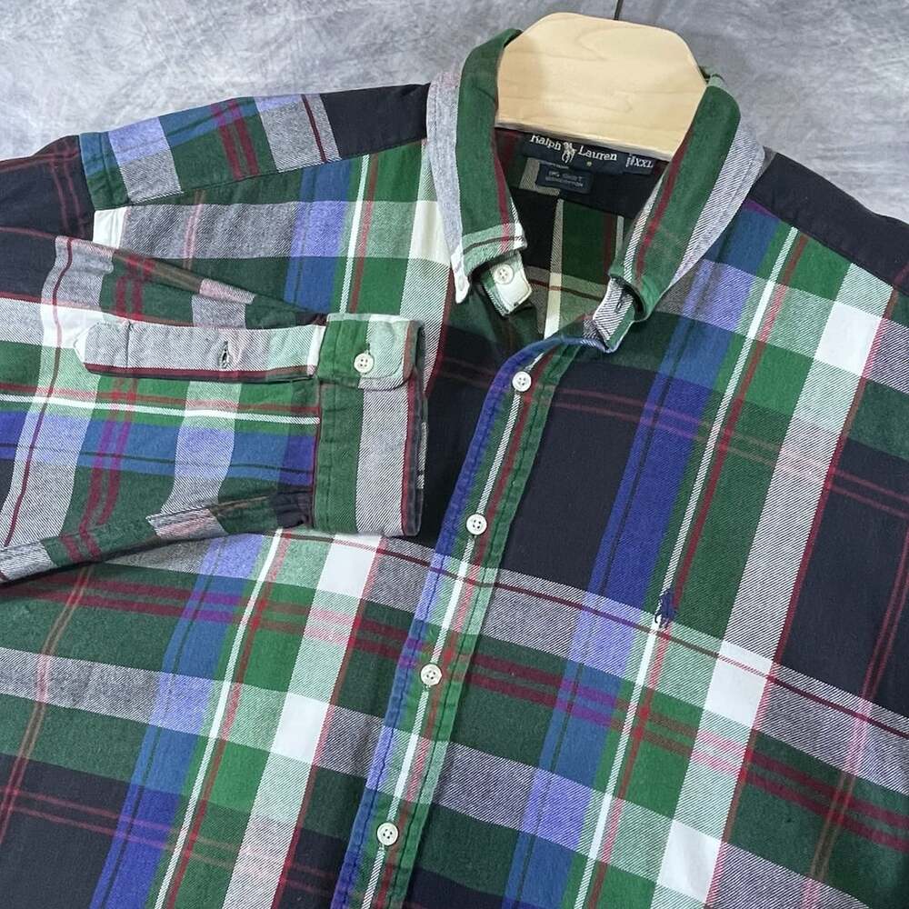 Ralph Lauren Plaid Button Down Shirt Size XXL Green Multi
